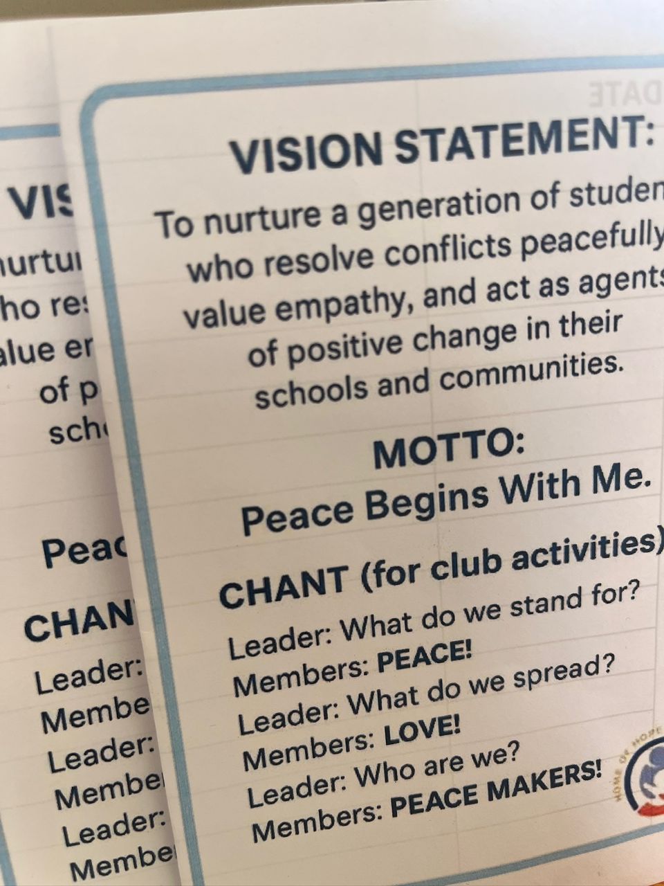 Haven for the Hopeless Foundation — peace clubs — programme photo